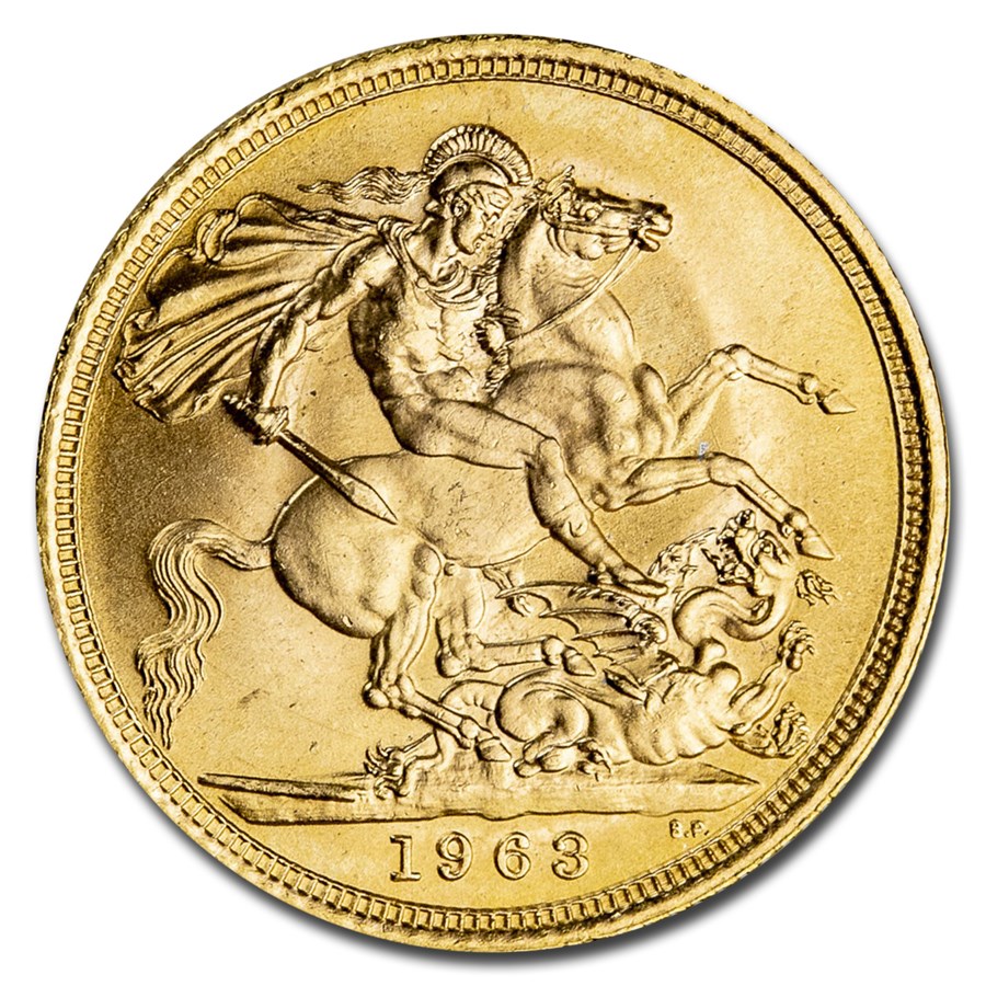 Buy 1963 Great Britain Gold Sovereign Elizabeth II BU Coin Online The Royal Mint Gold